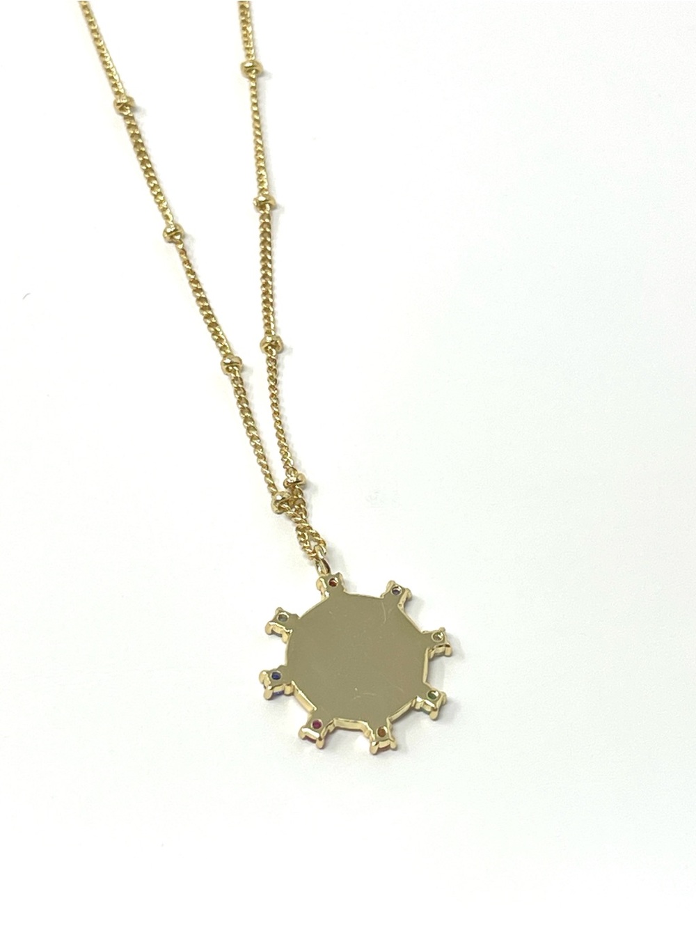 New Anthropologie x CAI Sunburst Stone Initial Necklace L - Picture 6 of 7